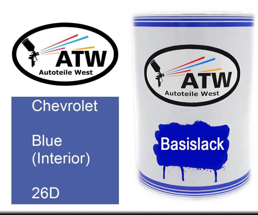 Chevrolet, Blue (Interior), 26D: 500ml Lackdose, von ATW Autoteile West.